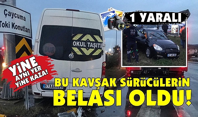 Minibüs önünde giden araca çarptı:1 yaralı