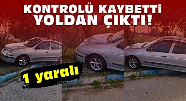 Kontrolü kaybetti, yoldan çıktı! 1 yaralı
