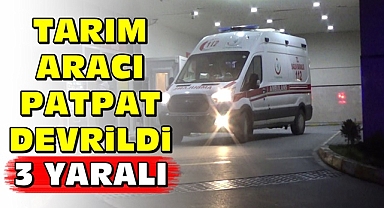 Tarım aracı patpat devrildi / 3 yaralı