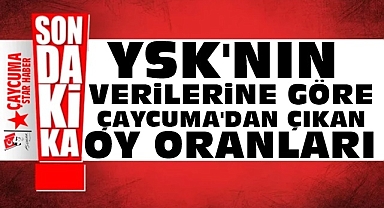 YSK'nın verilerine göre Çaycuma'dan çıkan oy oranları
