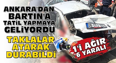 Ankara'dan Bartın'a tatil yapmaya geliyordu / Taklalar atarak durabildi!