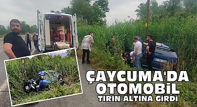 Çaycuma'da otomobil tırın altına girdi!