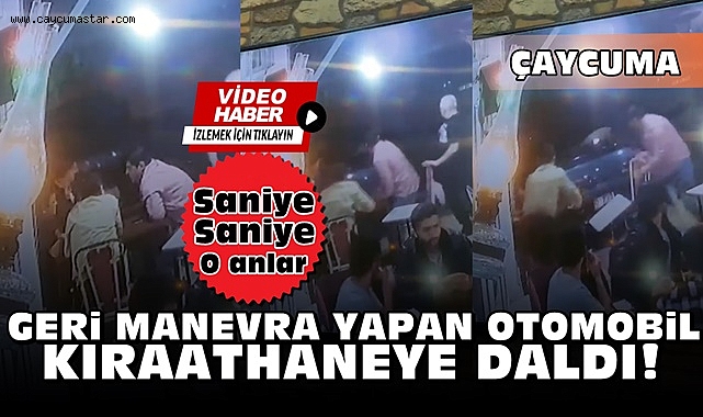 Geri manevra yapan otomobil kıraathaneye daldı!