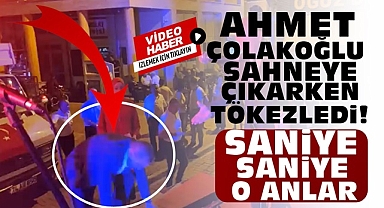 Ahmet Çolakoğlu sahneye çıkarken tökezledi! Saniye saniye o anlar