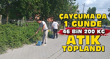 Çaycuma'da bir günde 46 bin 200 kg atık toplandı