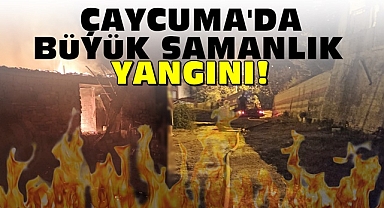 Çaycuma'da büyük samanlık yangını!