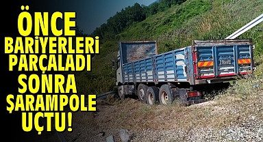 Önce bariyerleri parçaladı, sonra şarampole uçtu!