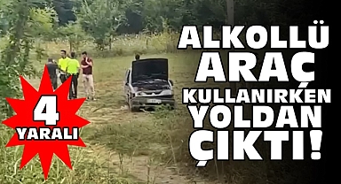 Alkollü araç kullanırken yoldan çıktı! 4 yaralı