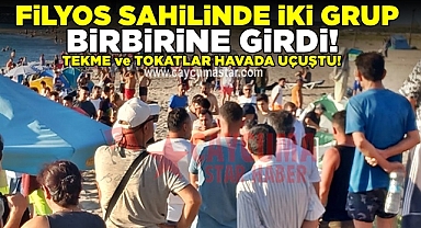 Filyos sahilinde iki grup birbirine girdi / Tekme ve tokatlar havada uçuştu!