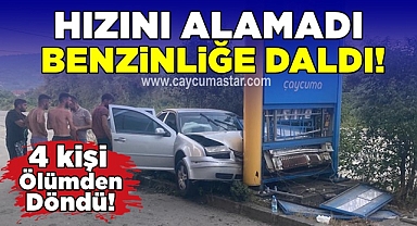 Hızını alamadı, benzinliğe daldı! 