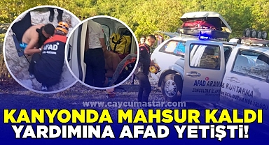 Kanyonda mahsur kaldı, yardımına AFAD yetişti!