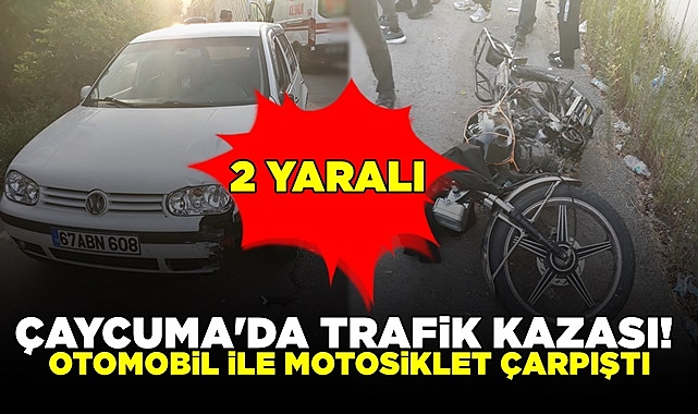 Otomobil ile motosiklet çarpıştı!