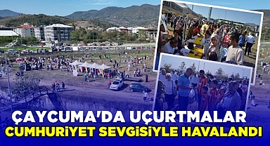 Çaycuma'da uçurtmalar cumhuriyet sevgisiyle havalandı