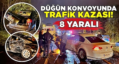 Düğün konvoyunda trafik kazası! 8 Yaralı