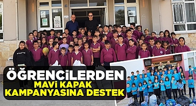 Öğrencilerden 'Mavi kapak' kampanyasına destek