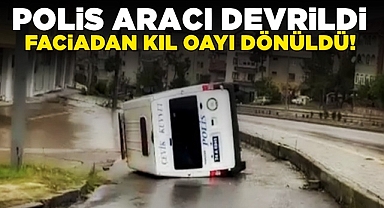 Polis aracı devrildi! / Faciadan kıl payı dönüldü!