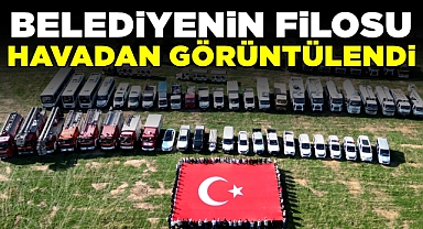 Belediyenin filosu havadan görüntülendi