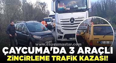 Çaycuma'da üç araçlı zincirleme trafik kazası!