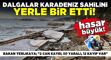 Dalgalar Karadeniz sahilini yerle bir etti! / Hasar büyük!