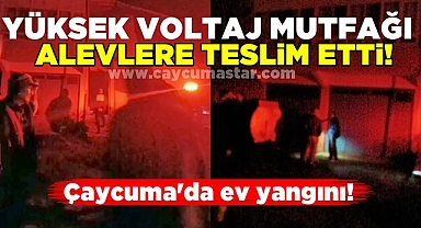 Yüksek voltaj mutfağı alevlere teslim etti! / Çaycuma'da yangın!