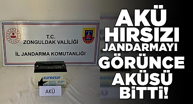 Akü hırsızı jandarmayı görünce aküsü bitti!