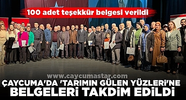 Çaycuma'da 'Tarımın gülen yüzleri'ne belgeleri takdim edildi