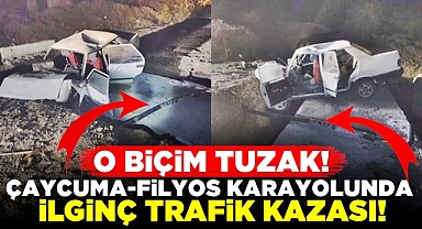 Çaycuma-Filyos karayolunda ilginç trafik kazası!