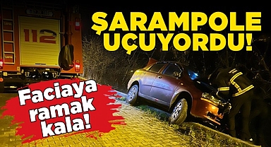 Şarampole uçuyordu! Direk kurtardı!
