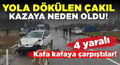 Yola dökülen çakıl kazaya neden oldu!