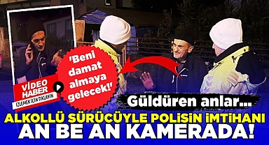Alkollü sürücüyle polisin imtihanı an be an kamerada! / Güldüren anlar...