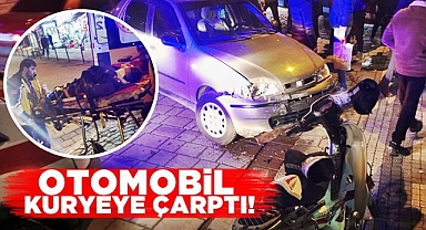 Çaycuma'da kaza! Otomobil kuryeye çarptı!