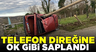 Telefon direğine ok gibi saplandı!