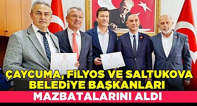 Çaycuma, Filyos ve Saltukova belediye başkanları mazbatalarını aldı