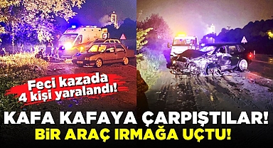 Kafa kafaya çarpıştılar! Bir araç ırmağa uçtu!
