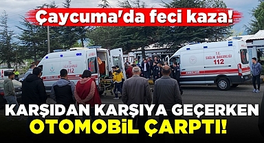 Karşıdan karşıya geçerken otomobil çarptı!