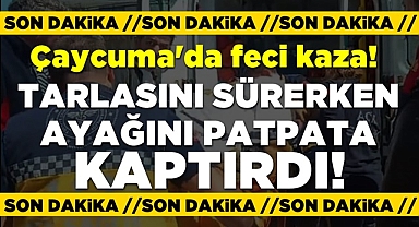 Tarla sürerken ayağını patpata kaptırdı!