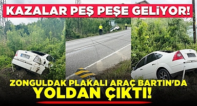 Kazalar peş peşe geliyor! Zonguldak plakalı araç Bartın'da yoldan çıktı!