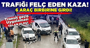 Trafiği felç eden kaza! 6 araç birbirine girdi!