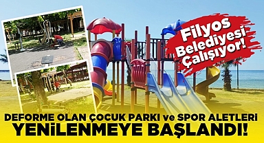 Deforme olan çocuk parkı ve spor aletleri yenilenmeye başlandı!