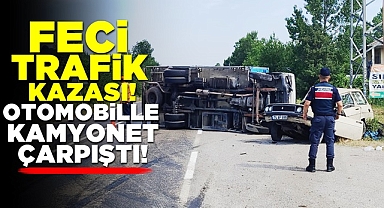 Feci trafik kazası! Otomobille kamyonet çarpıştı!