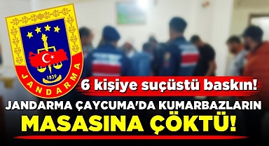 Jandarma Çaycuma'da kumarbazların masasına çöktü!