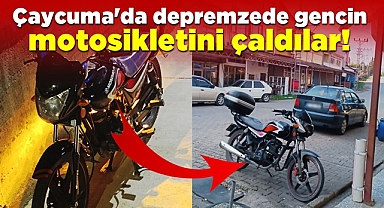Çaycuma'da depremzede gencin motosikletini çaldılar!