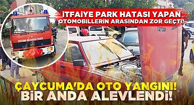 Çaycuma'da oto yangını! Bir anda alevlendi!