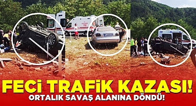 Feci trafik kazası! Ortalık savaş alanına döndü!