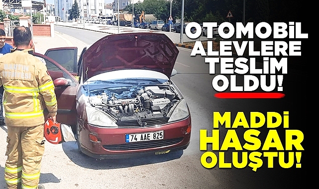 Otomobil alevlere teslim oldu! Maddi hasar oluştu!