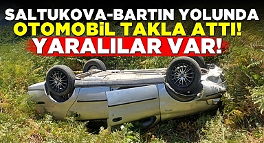 Saltukova-Bartın yolunda otomobil takla attı! Yaralılar var!