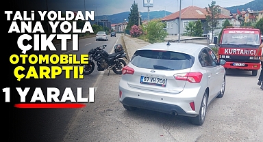 Tali yoldan ana yola çıktı, otomobile çarptı! 1 yaralı