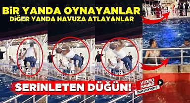 Çaycuma'da serinleten düğün! Kendilerini havuza attılar!