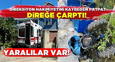 Direksiyon hakimiyetini kaybeden patpat direğe çarptı! 