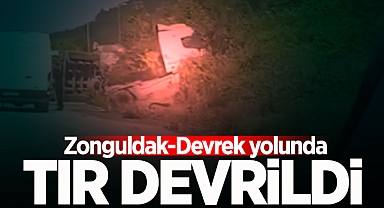 Zonguldak-Devrek yolunda kaza: Tır devrildi!